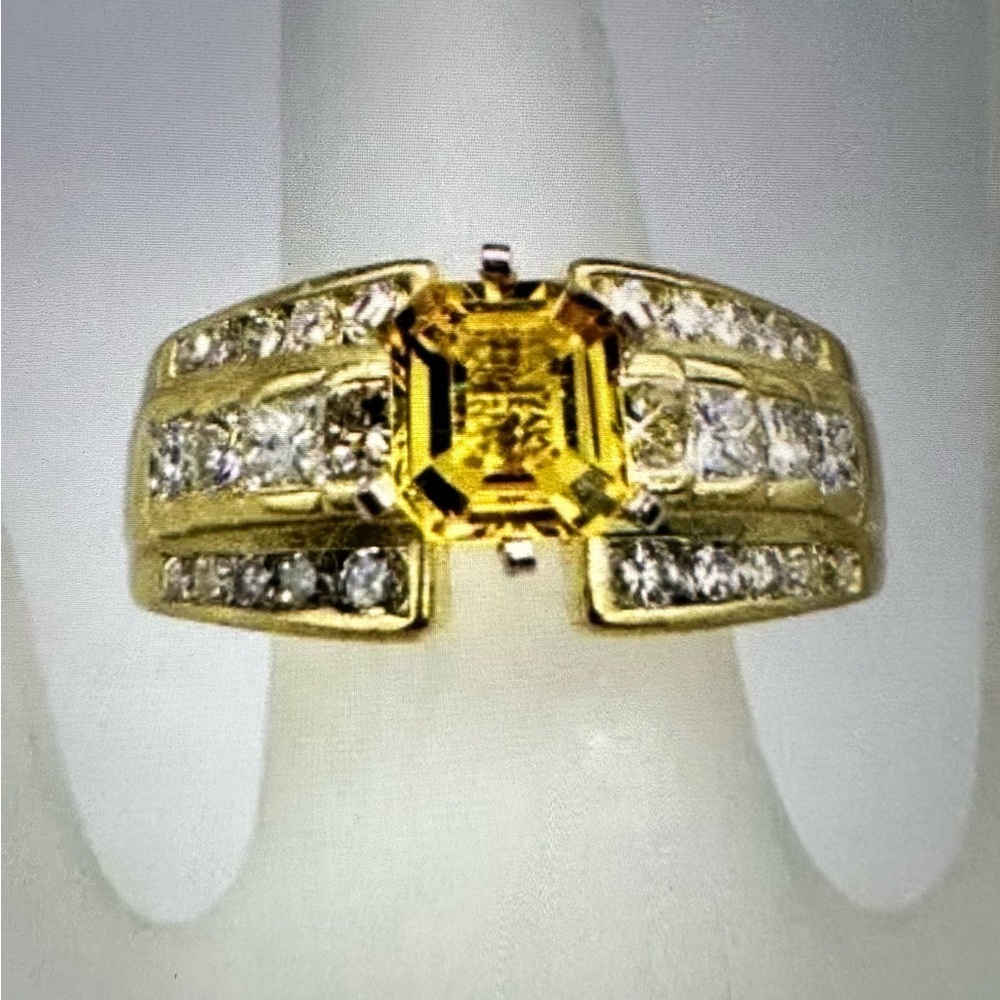 18k Yellow Gold Yellow Sapphire Diamond Ring